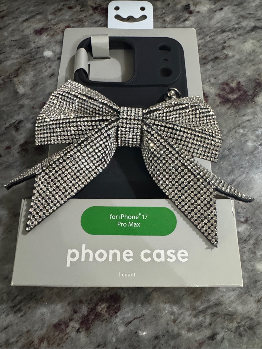 NEW heydayRhinestone Bow Phone Case for iPhone 17 Pro Max - Black/Silver - Picture 2 of 4